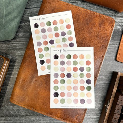 Petal Small Circles Sticker Sheet | Watercolor & Ink Collection